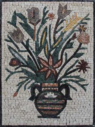 FL696 Tulips Vase Flowers Cute Accent Handmade  Mosaic