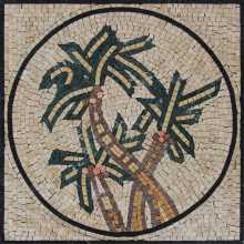 FL938 Rounded Geometrical Triple Palm Trees  Mosaic