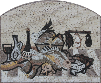 Fish & Wine Kitchen Wall Backsplash Mosaic