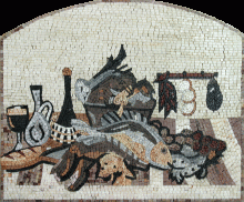 GEO1012 fish and wine mosaic backsplash