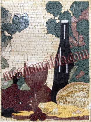Grapes & Wine Still Life Kitchen Backsplash Mosaic
