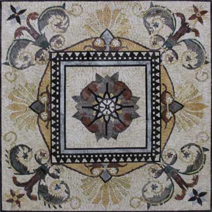 GEO117 Handcut Art Tile Stone Mural Art Natural  Mosaic