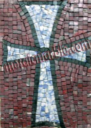 Red & White Byzantine Cross  Mosaic