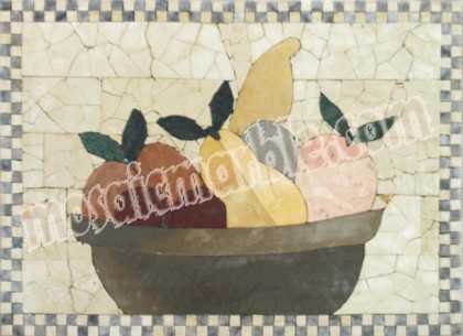 Simple Fruit Bowl Checker Border Backsplash Mosaic