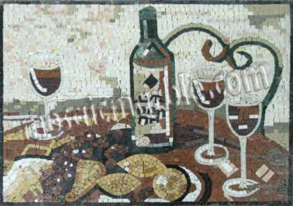 Wine Bottle & Glasses Backsplash (polished) Mosaic
