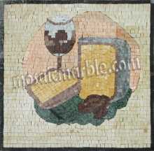 Cheese & Wine Art Minimal Kitchen Backsplash Mosaic