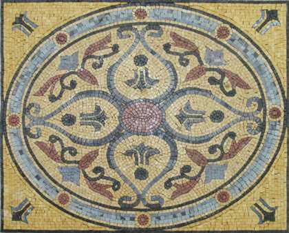 GEO1456 Simple Abstract Flower Design Ancient  Mosaic