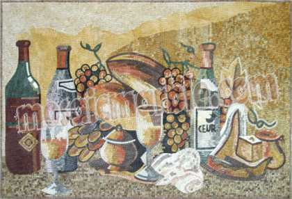 Fruits & Wine Warm Colors Kitchen Backsplash Mosaic