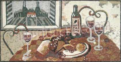 Wine & Grapes Kitchen Table Backsplash Mosaic