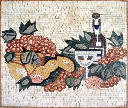 Fruits Wine & Leaves Kitchen Backsplash Mosaic