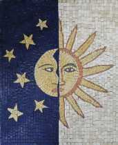 Sun and Moon Stones Faces Vertical Mosaic