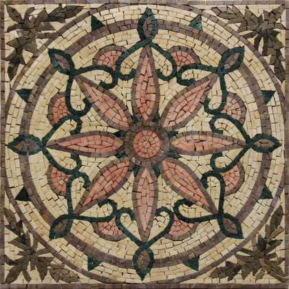 GEO2702 Abstract Lotus Compass Inlay Handmade  Mosaic
