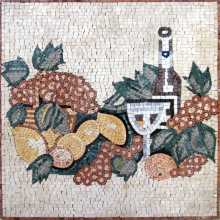 Lively Fruits & Wine Still Life Kitchen Backsplash Mosaic