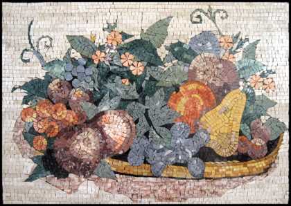 Large Beautiful Fruit Bowl Kitchen Backsplash Mosaic