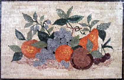 Purple Grapes & Oranges Kitchen Backsplash Mosaic