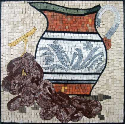 Large Jug & Grapes Still Life Kitchen Backsplash Mosaic