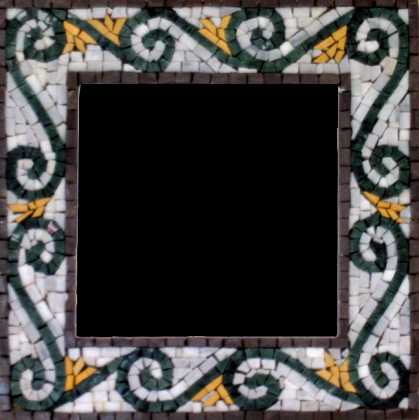 Black Spirals on White Mirror Border Mosaic