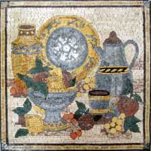 Plate Jug Fruit Bowl Still Life Backsplash Mosaic