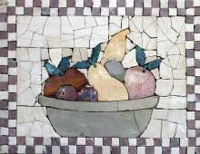 Large Tile Fruit Bowl Still Life Backsplash Mosaic