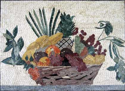 Fruit Basket & Leaves Kitchen Backsplash Mosaic