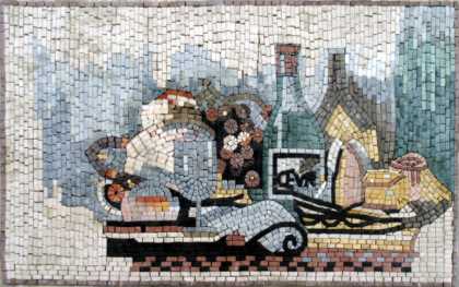 Artistic Cheese & Wine Kitchen Backsplash Mosaic