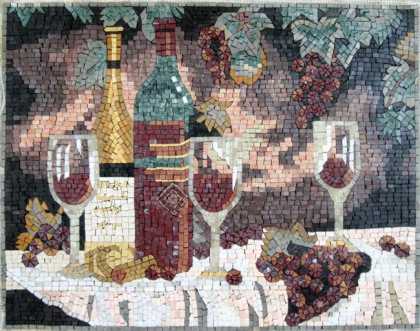 Grapes & Wine Banquet Kitchen Backsplash  Mosaic