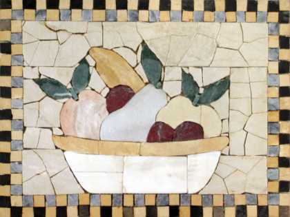 Fruit Bowl Checker Border Kitchen Backsplash Mosaic