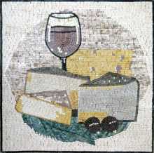 Brie Cheese & Wine Square Kitchen Backsplash Mosaic