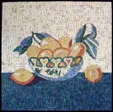 Lemon Bowl on Blue Table Kitchen Backsplash Mosaic