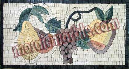 Grapes & Fruits Black Border Backsplash Mosaic