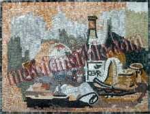 Colorful Cheese & Wine Still Life Backsplash Mosaic