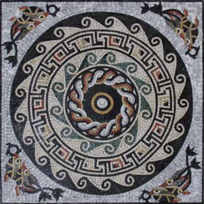 GEO959 Faded circular wave design medallion Mosaic