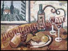 Fruits & Wine Still Life Kitchen Art Mosaic