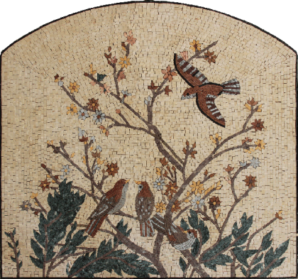Garden Mosaic with Birds Mural