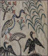Greco Roman Pompeii Mosaic Birds Mural