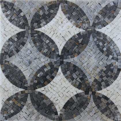 Greyscale Circles Mosaic Wall or Floor Tile