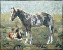 Horse and Foal Mosaic Art