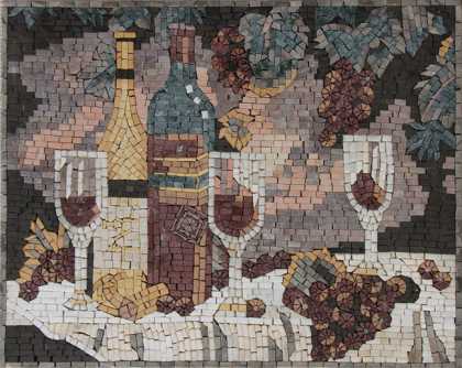 Kitchen Backsplash Romantic Wine Night  Mosaic