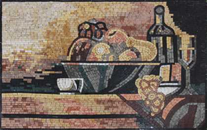 Fruit Basket and Wine Kitchen Backsplash Mosaic