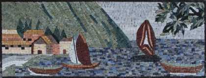 LS145 Exquisite Landscape Boat Ocean Life Wall  Mosaic