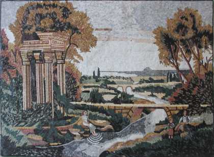 LS1 Roman columns and beautiful river bridges scene Mosaic