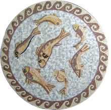 Marble Medalliion Swimming Fish  Mosaic