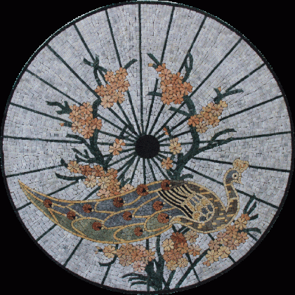 MD1007 Art Tile Stone Medallion Flower Tree  Mosaic
