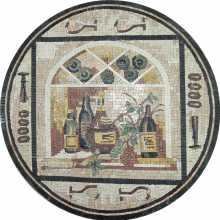 Grapes & Wine Arched Window Wall Medallion Mosaic
