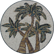 Hawaiian Palm Trees Round Medallion Mural Mosaic