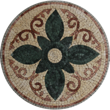 Marble Medallion Green Lotus Flower Mosaic