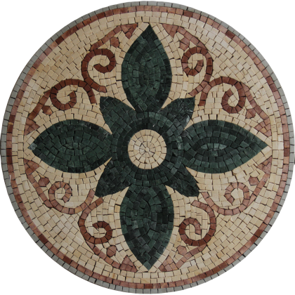 Marble Medallion Green Lotus Flower Mosaic