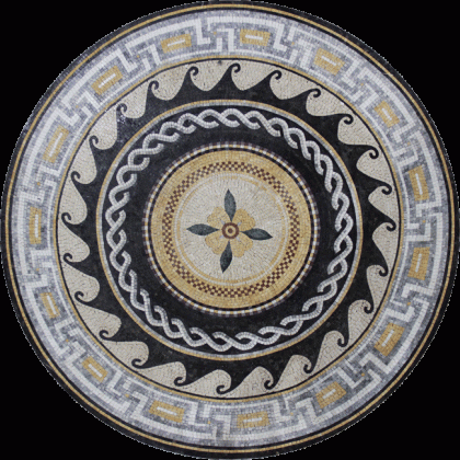 MD1382 Greek Round Medallion Wave Twisted Rope  Mosaic