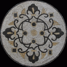 MD1731 Round Tender Leaves Fleur De Lys  Mosaic