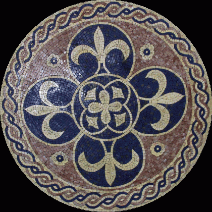 MD1906 Round Fleur De Lys Circular Rope Wall  Mosaic